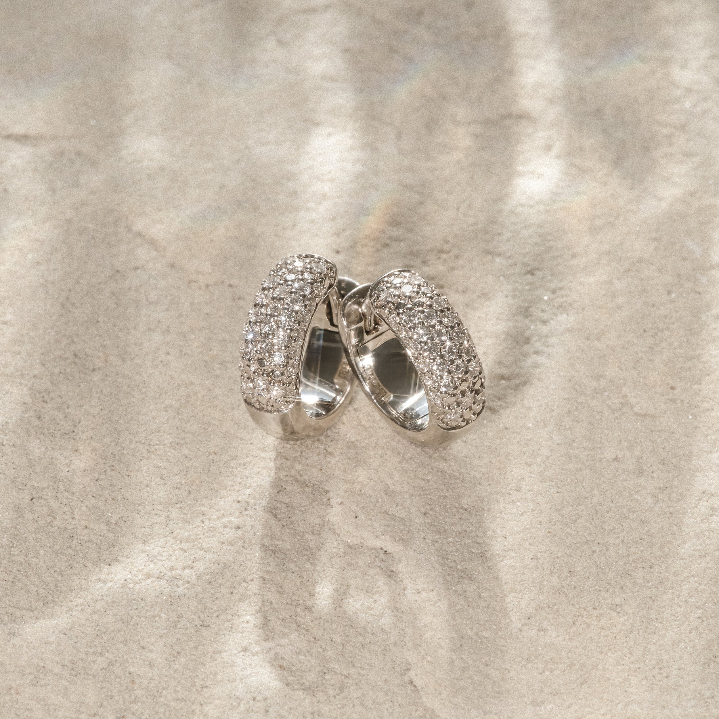 Micro Pave Huggies Lab Diamond Earrings 0.55ct in 925 Silver